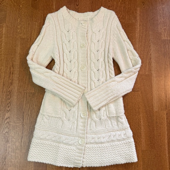 Vintage Ivory Cable Knit Button Down Cardigan With Pockets Women Size Small - Picture 6 of 14